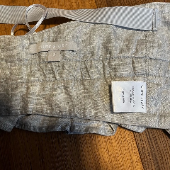 Intermix White Story Aussie Linen Grey Glitter Linen Ruffle Top Size 8 - Picture 6 of 6